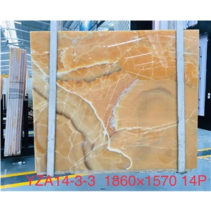 Natural Yellow Onyx-Orange Onyx Slab For Interior Wall