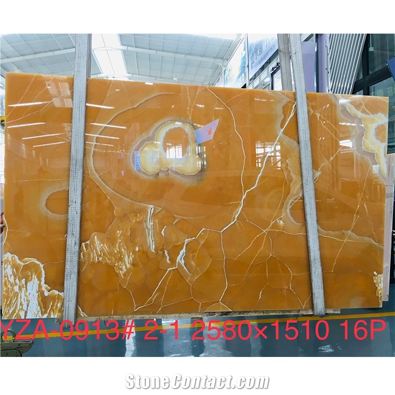Natural Yellow Onyx-Orange Onyx Slab For Interior Wall