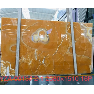 Natural Yellow Onyx-Orange Onyx Slab For Interior Wall