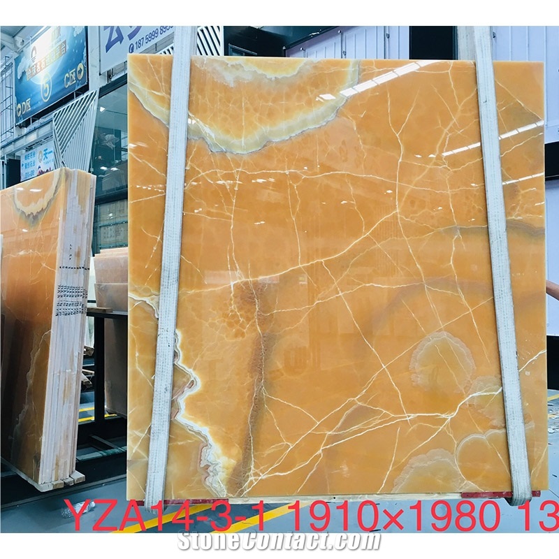 Natural Yellow Onyx-Orange Onyx Slab For Interior Wall