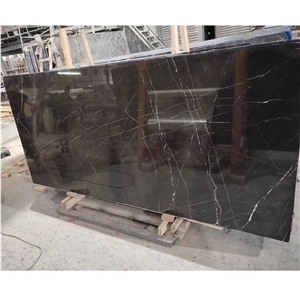China Nero Marquina Black Color White Vein Marble Slab