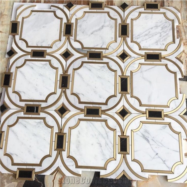 New Design Water Jet Marble Mosice Pattern Tile