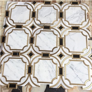 New Design Water Jet Marble Mosice Pattern Tile