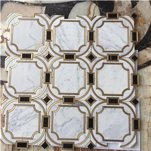 New Design Water Jet Marble Mosice Pattern Tile