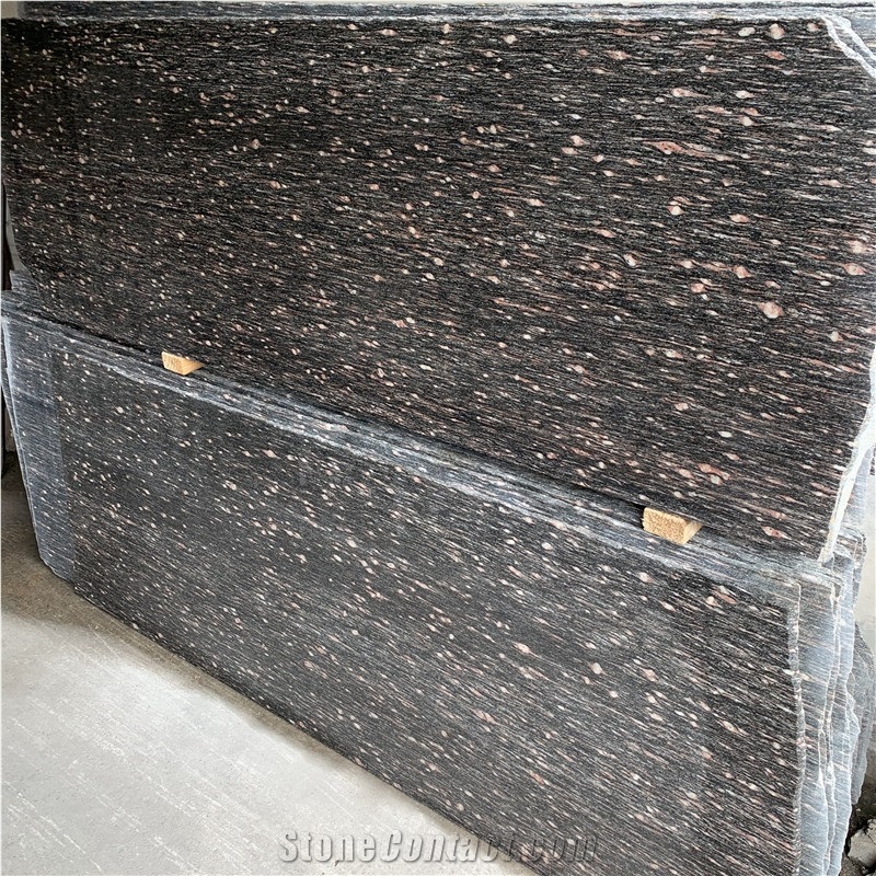 Ponegranate Red Spot Black Background Granite