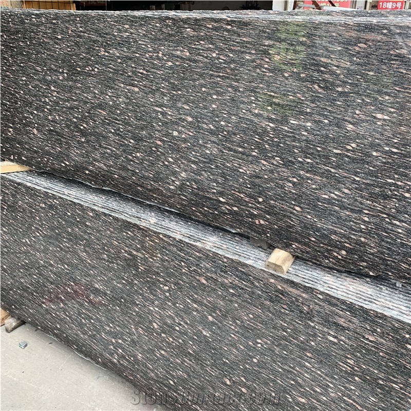 Ponegranate Red Spot Black Background Granite