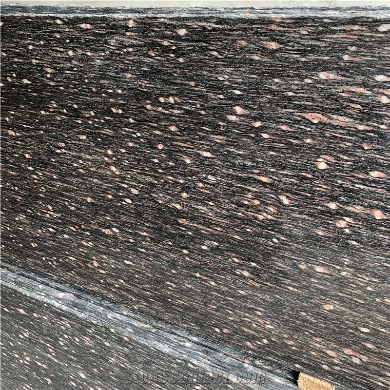 Ponegranate Red Spot Black Background Granite