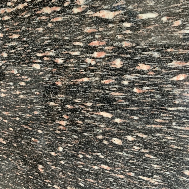 Ponegranate Red Spot Black Background Granite