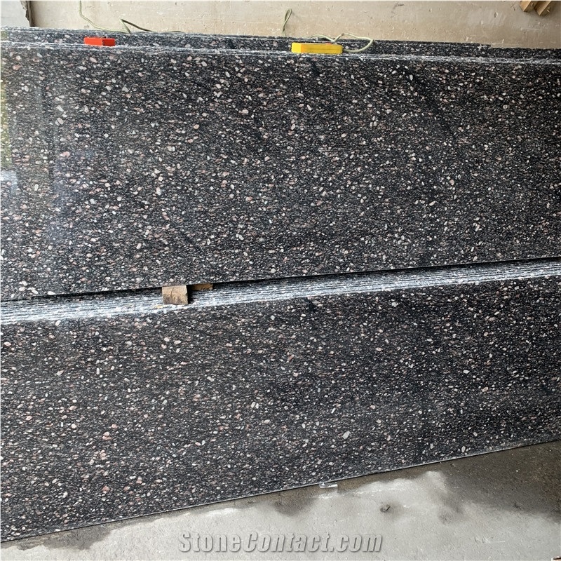 Ponegranate Red Spot Black Background Granite