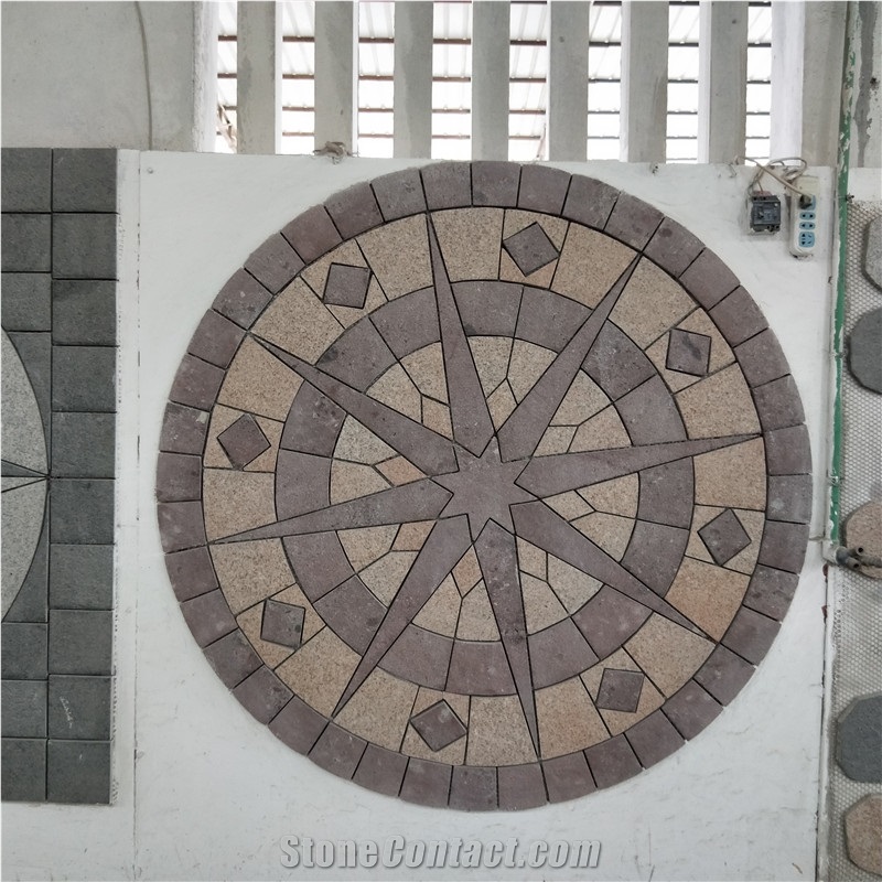 Round Red Pattern Granite Flooring Design