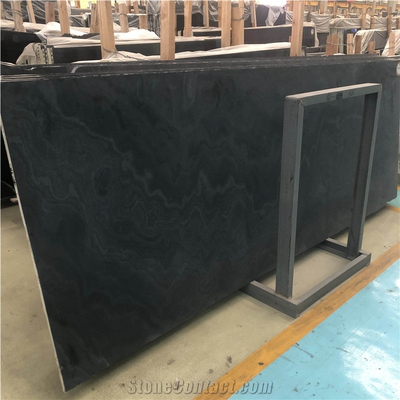 Royal Black Wooden Marble Slab For Indoor Decor