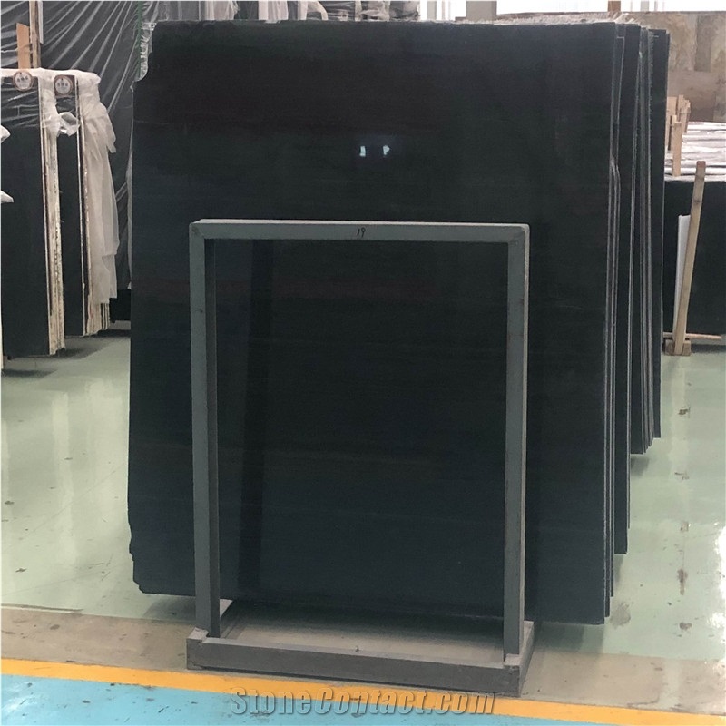 Royal Black Wooden Marble Slab For Indoor Decor