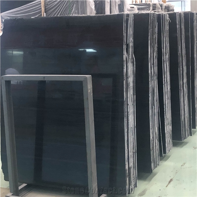 Royal Black Wooden Marble Slab For Indoor Decor