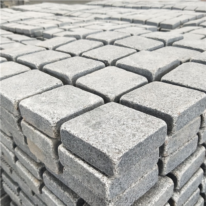G614 Granite Square Flame Face Black Granite Paving Tiles
