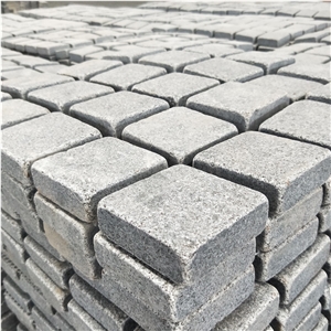 G614 Granite Square Flame Face Black Granite Paving Tiles