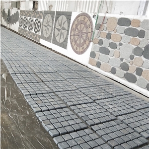 G614 Granite Square Flame Face Black Granite Paving Tiles