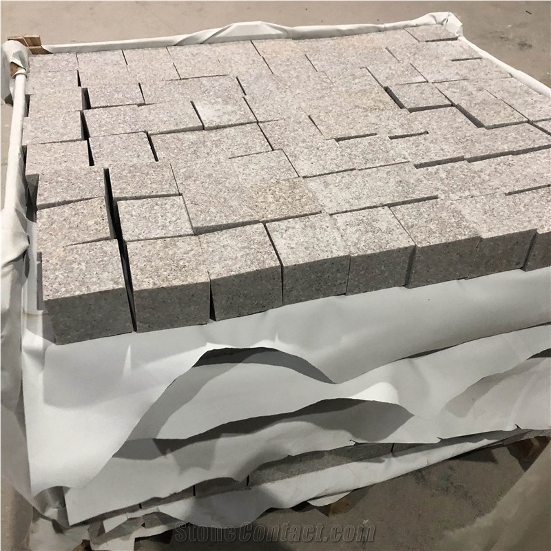 Wild Rose Pink Granite Cobblestone Paver Stone