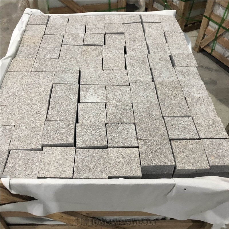 Wild Rose Pink Granite Cobblestone Paver Stone