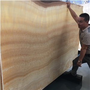 Yellow Onyx Slabs Ligth Transfluent