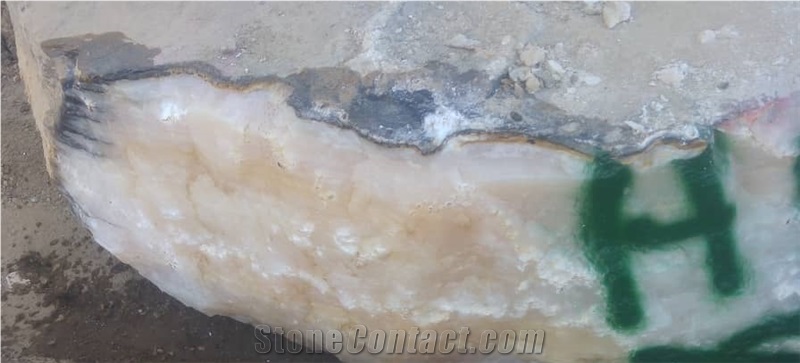 Golden Cloudy Onyx Block, Iran Gold Onyx