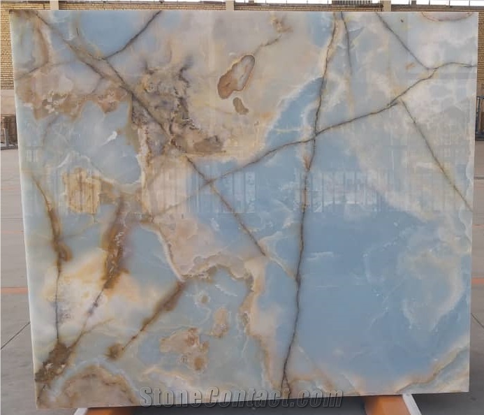 Golden Cloudy Onyx Block, Iran Gold Onyx