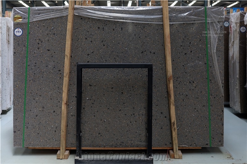 Grey Terrazzo Quartz Stone Slabs