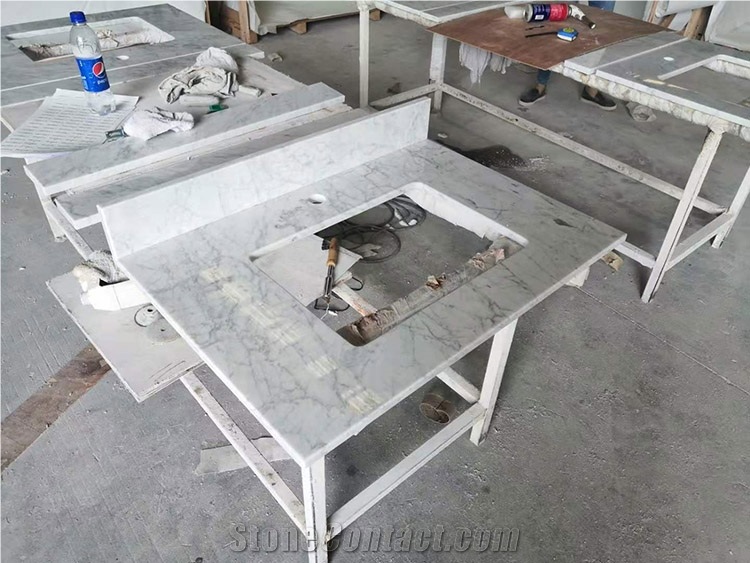 Double Sink Bathroom Vanity Top White Carrara
