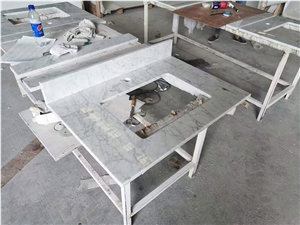 Double Sink Bathroom Vanity Top White Carrara
