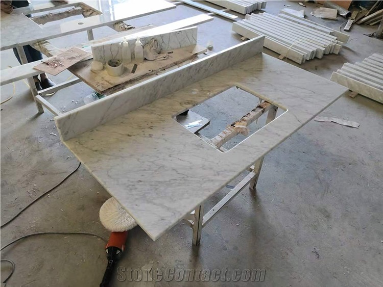 Double Sink Bathroom Vanity Top White Carrara