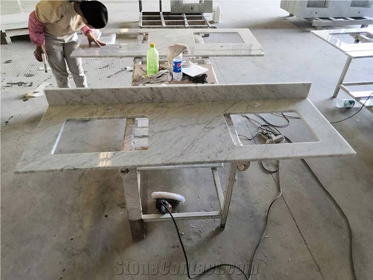 Double Sink Bathroom Vanity Top White Carrara