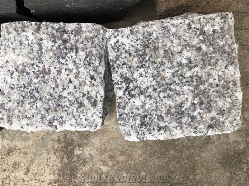 White / Grey Granite Cobblestone, Floor Cube Stone