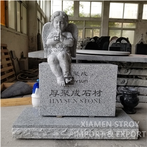 Cheap Cherub Angel White Headstone Monument
