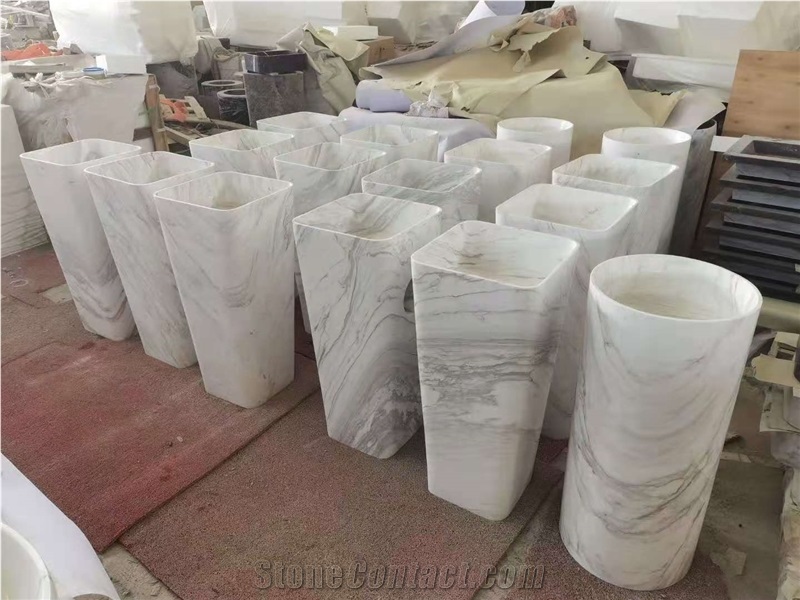 Carrara White Standing Basin Bathroom Top Sink