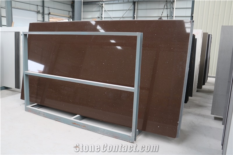 Crystal Dark Brown Artificial Quartz Slabs&Tiles
