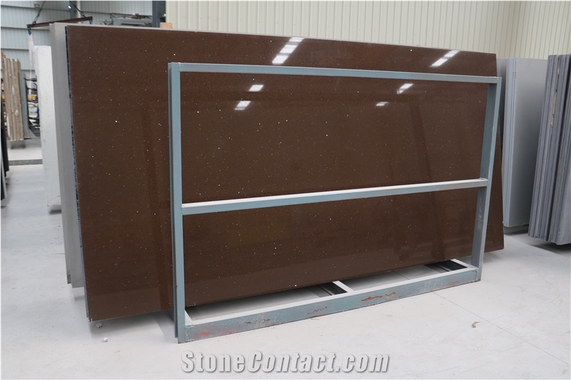 Crystal Dark Brown Artificial Quartz Slabs&Tiles