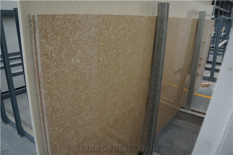 Double Color Yellow Quartz Countertop Slabs&Tiles