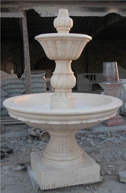 Sculptured Fountain&Water Fountain Beige Marble
