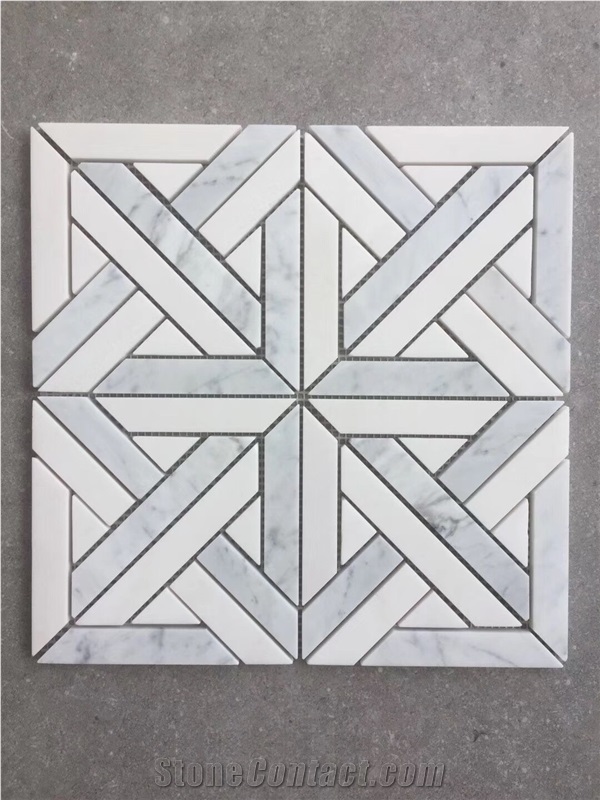 White Grey Hexagon Marble Mosaic Tiles