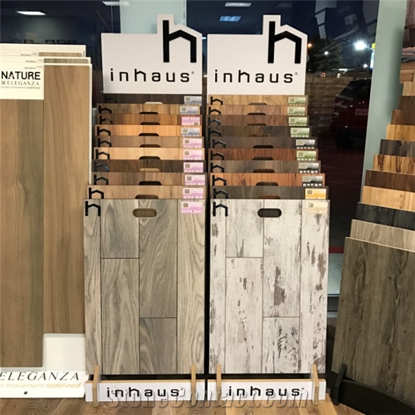 Wood Floor Display, Timber Waterfall Stand Rack Display