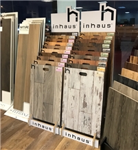 Wood Floor Display, Timber Waterfall Stand Rack Display