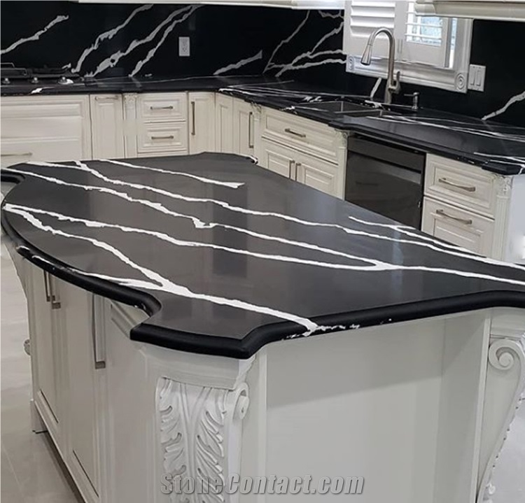 Black Artificial Stone Quartz Slabs