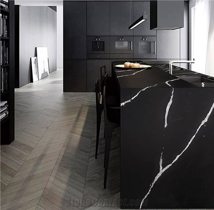 Black Artificial Stone Quartz Slabs