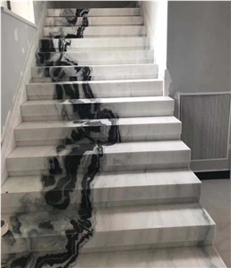 Panda White Straight Step Tile Stairs Marble