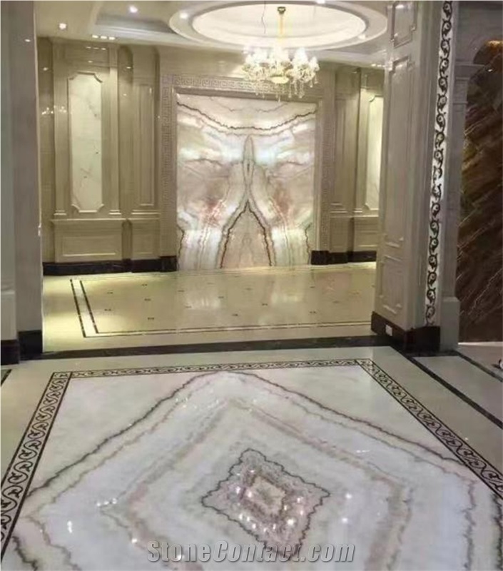 Rainbow Luxury Book Match Onyx Floor Tile