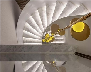 Stairs Step Tread Tiles Spiral Volakas Marble