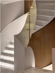 Stairs Step Tread Tiles Spiral Volakas Marble
