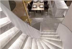 Stairs Step Tread Tiles Spiral Volakas Marble