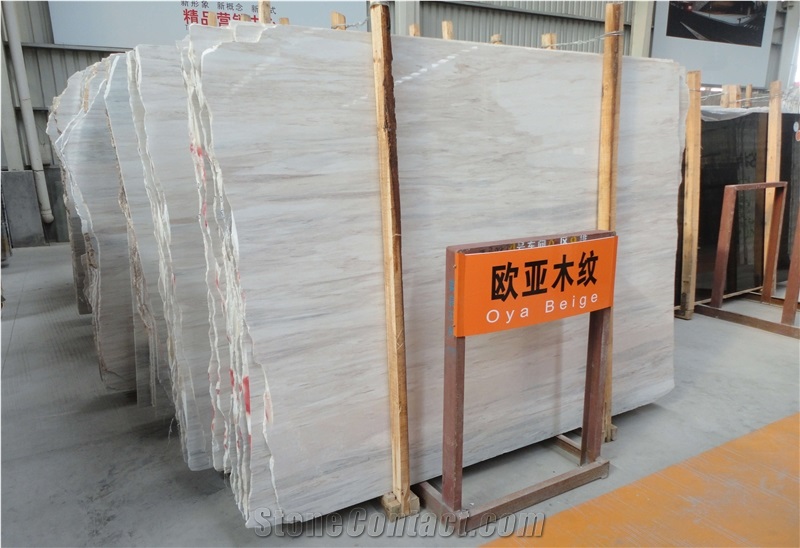 Eurasian White Wood Vein Marble Slabs Floor Tiles
