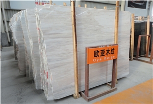 Eurasian White Wood Vein Marble Slabs Floor Tiles