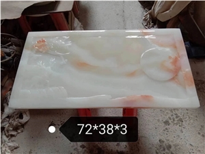 Afghanistan White Onyx Polished Custom Tea Tables